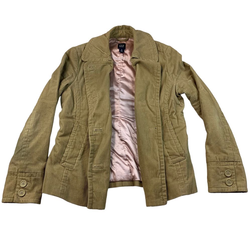 Gap Y2K Tan Corduroy Pink Lined Coat Women Medium